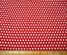 Patriotic Fabric By Yard SALE White Stars on Red Cotton 4th of July Vtg C