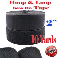 2" Black Sew-on Hook Loop Tape 10 Yards Style Fastener 30 FT Fastener