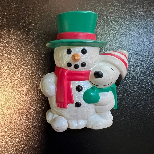 Vintage Snoopy Snowman Brooch Pop Up Woodstock Hallmark Christmas Winter Pin