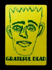Grateful Dead Backstage Pass Jerry Garcia Art Bob Weir Sketch 1990s GDP Yellow