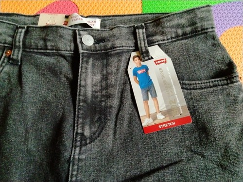 Boy's Youth Levi's 502 Regular Taper Stretch Jean Denim Shorts BLACK - Picture 2 of 5