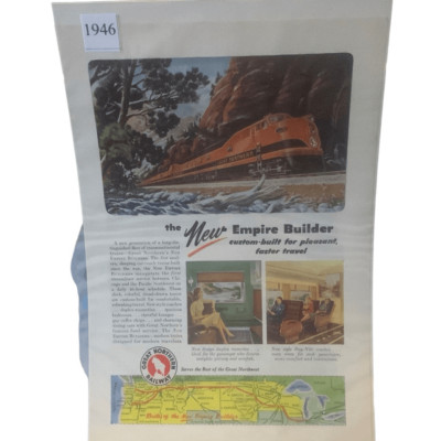 Vintage 1946 Great Northern Railway The New Empire Builder Ad Advertisement