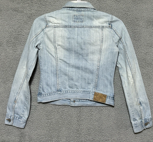 Abercrombie Jean Jacket Authentic Vintage Denim Embroidered Flowers Youth XL - Picture 9 of 10