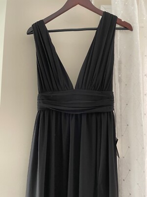 NWT Lulus S Black Chiffon Plunge V Neck Formal Black Tie Gown | eBay NWT Lulus S Black Chiffon Plunge V Neck Formal Black Tie Gown | eBay
