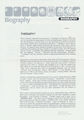 Therapy? - Biography - March 1998 [Holland] - Press Release