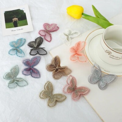 100Pcs Two Layer Embroidered Butterfly Appliques for DIY Clothes Hat Shoes Decor