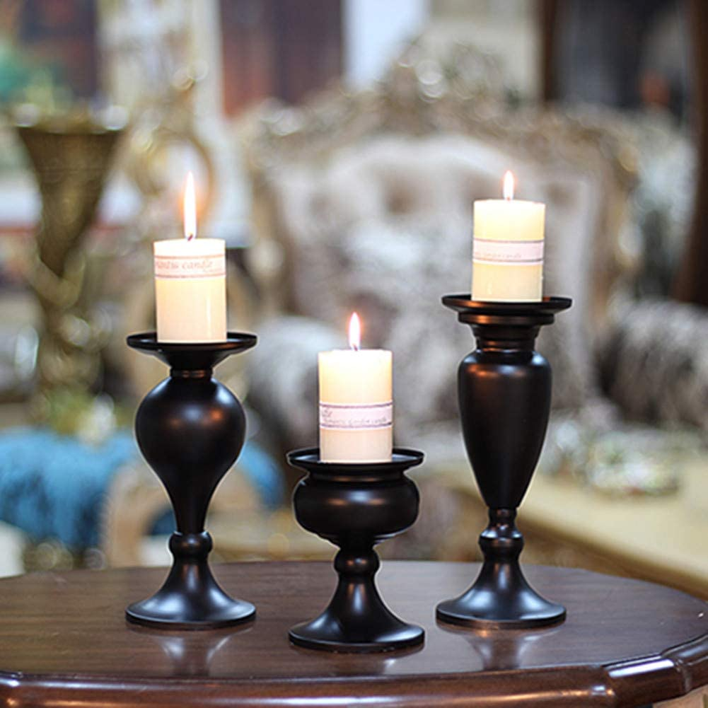 Sziqiqi Pillar Candle Holders Set of 3 Black for Table Mantle Fireplace  Decor Mo - Juicy Lucy's Steakhouse