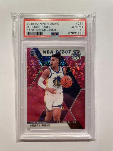 2019 Panini Mosaic Jordan Poole Fast Break Pink Prizm #261 Rookie RC /20 PSA 10