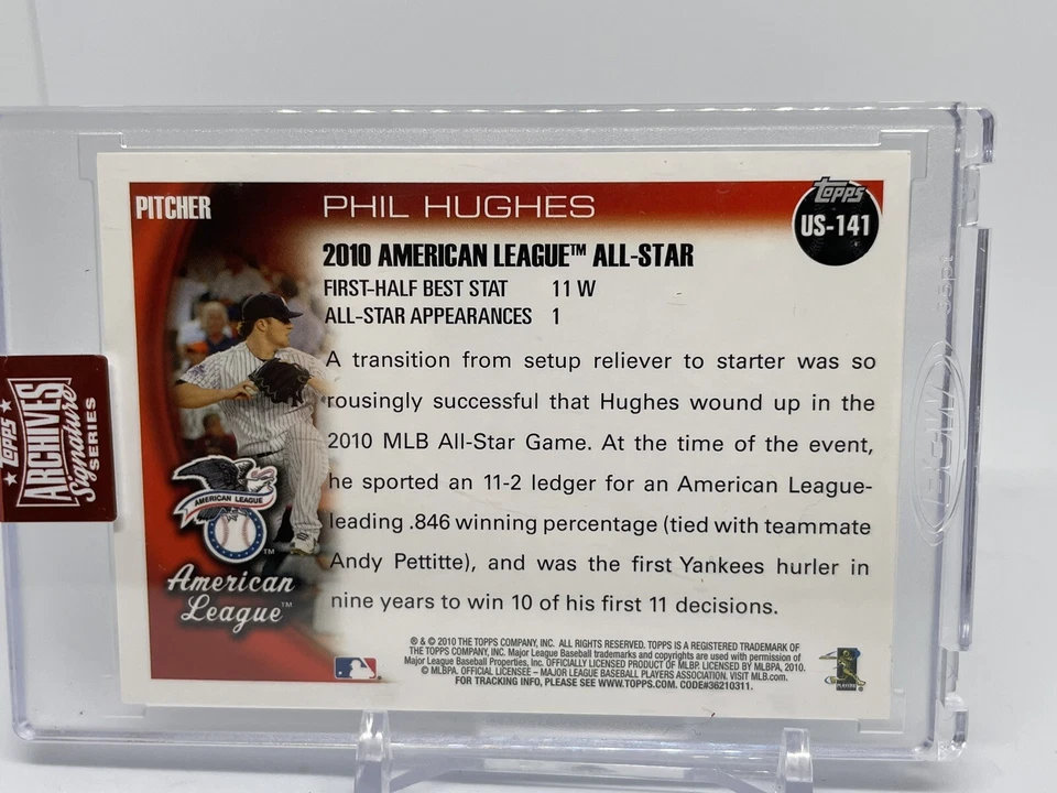 2023 Topps Archives - Phil Hughes 2010 Topps Auto 29/31- New York Yankees (892) - Image 3 of 4