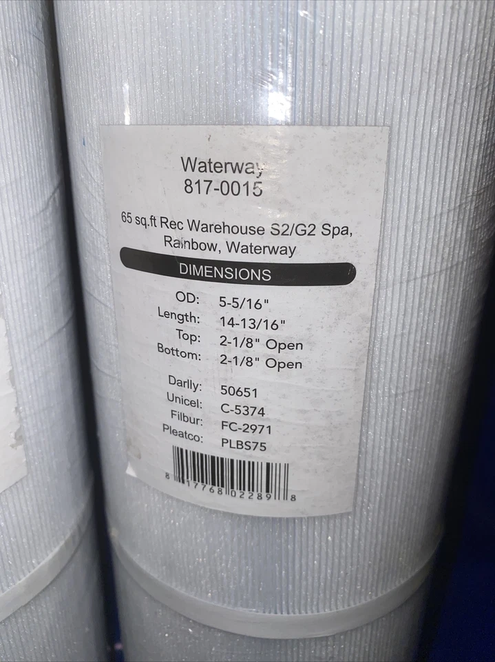 (2) Waterway 817-0015 5.31" x 14.69" 65 Sq. Ft. Filter Cartridges SEALED - Image 3 of 4