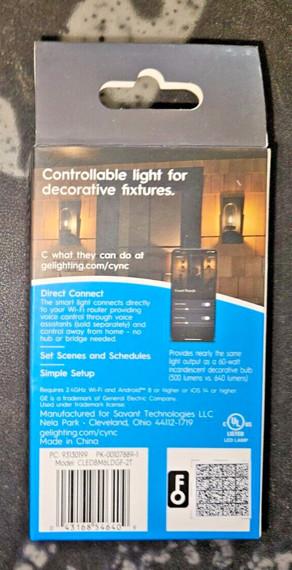 GE Cync 60W EQ Soft White Dimmable Smart LED Light Bulb 2 Pack