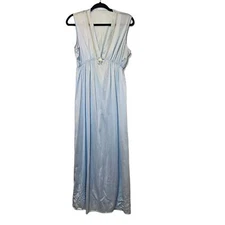 VTG Milco Blue Sleeveless Nightgown Nightie Nylon Made in USA Medium 