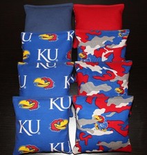 University of KANSAS JAYHAWKS KU CORNHOLE BEAN BAGS All Weather Resin Filled NEW