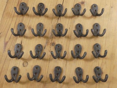 20 Rustic Coat Hooks Hat Hooks Small Double Wall Mounted Brown Farmhouse Hat Key