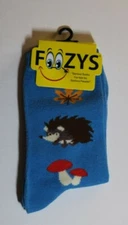 Women's HEDGEHOG & MUSHROOM Animal crew socks, size 9-11, 1 pair