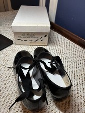 NOS NEW NIB LA STRADA TAP DANCE SHOES Vintage Child Black Heel SIZE 1 1/2 M