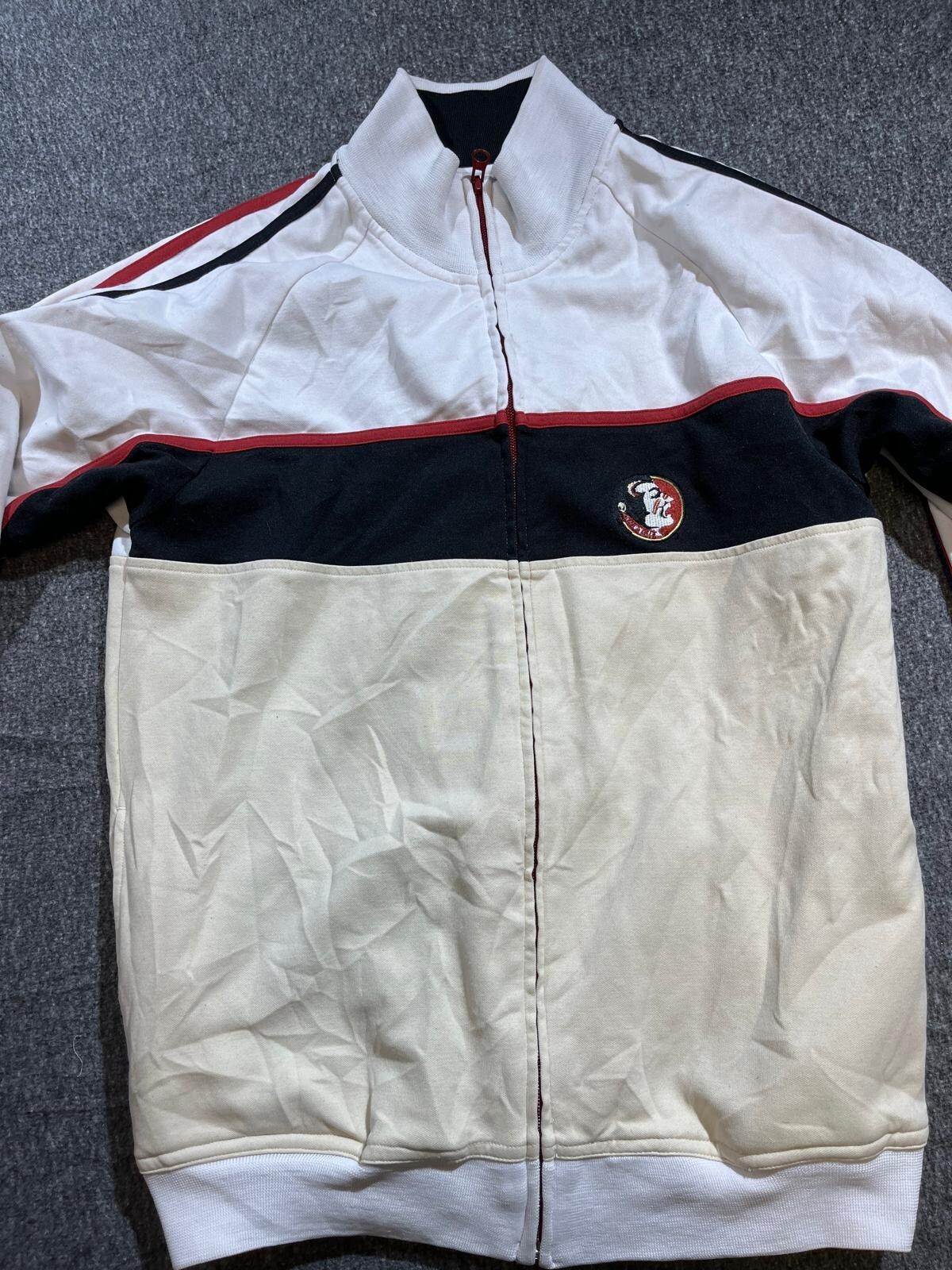 Delmar Sportswear Boca Classic Men's White Black Zip-Up Jacket Size S