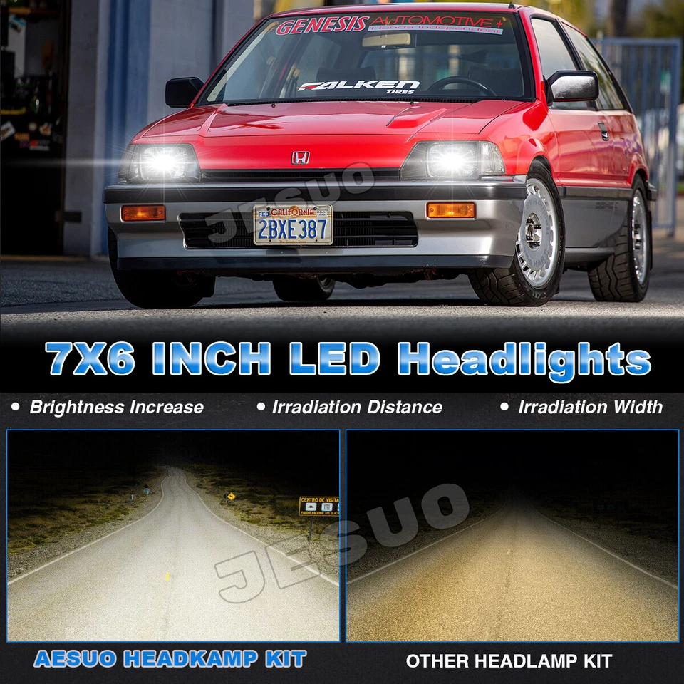 7X6" LED Headlight Hi/Lo Sealed DRL Turn Signal Lamp for Mercury Lynx 1981-1985 Foto 3 de 4