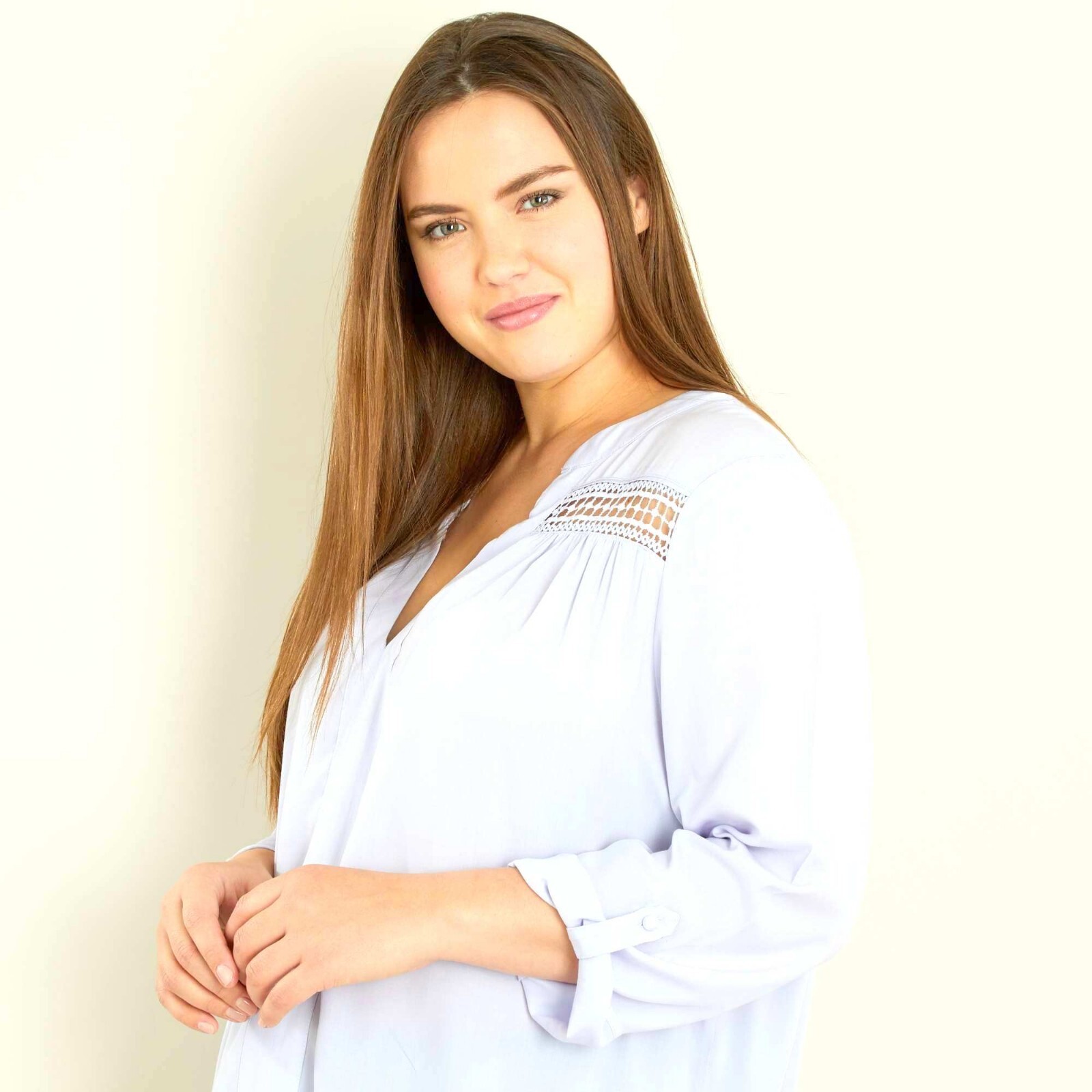 Kiabi Womens 62 64 Fluid Macrame White Blouse Comfortable Size Curvy Cotton