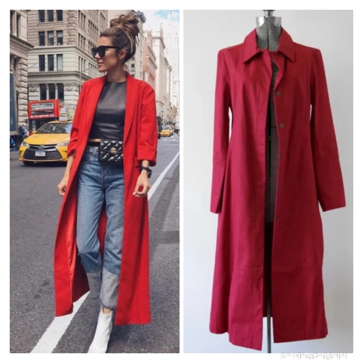 GAP Red Maxi Trench Coat XS