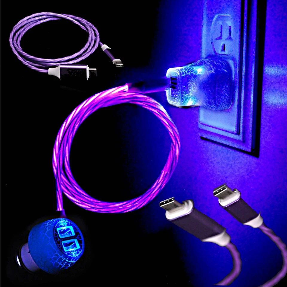 Cable de teléfono USB-C a tipo C o iPhone carga rápida LED luz móvil Foto 3 de 4