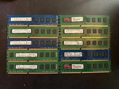 Lot of 10 Mixed Major Brands 8GB DDR3 desktop Ram Memory