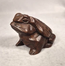 Hand Carved Wood Toad,  Lightweight,  3" tall--4 1/2" long--2 3/4" wide.