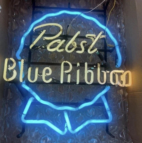 VINTAGE PABST BLUE RIBBON BEER NEON SIGN No Ballast Wall Light Window Bar Old