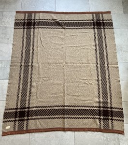 Vintage Old Town Woolen Co Camel Hair Wool Brown Antique Blanket 77x65