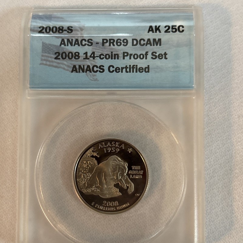 2008-S Alaska State Quarter 25C Proof ANACS PR69 DCAM San Francisco