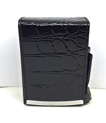 Eclipse Black Croc PU Leather Wrapped Full Flap Kings Size Cigarette Pack Holder