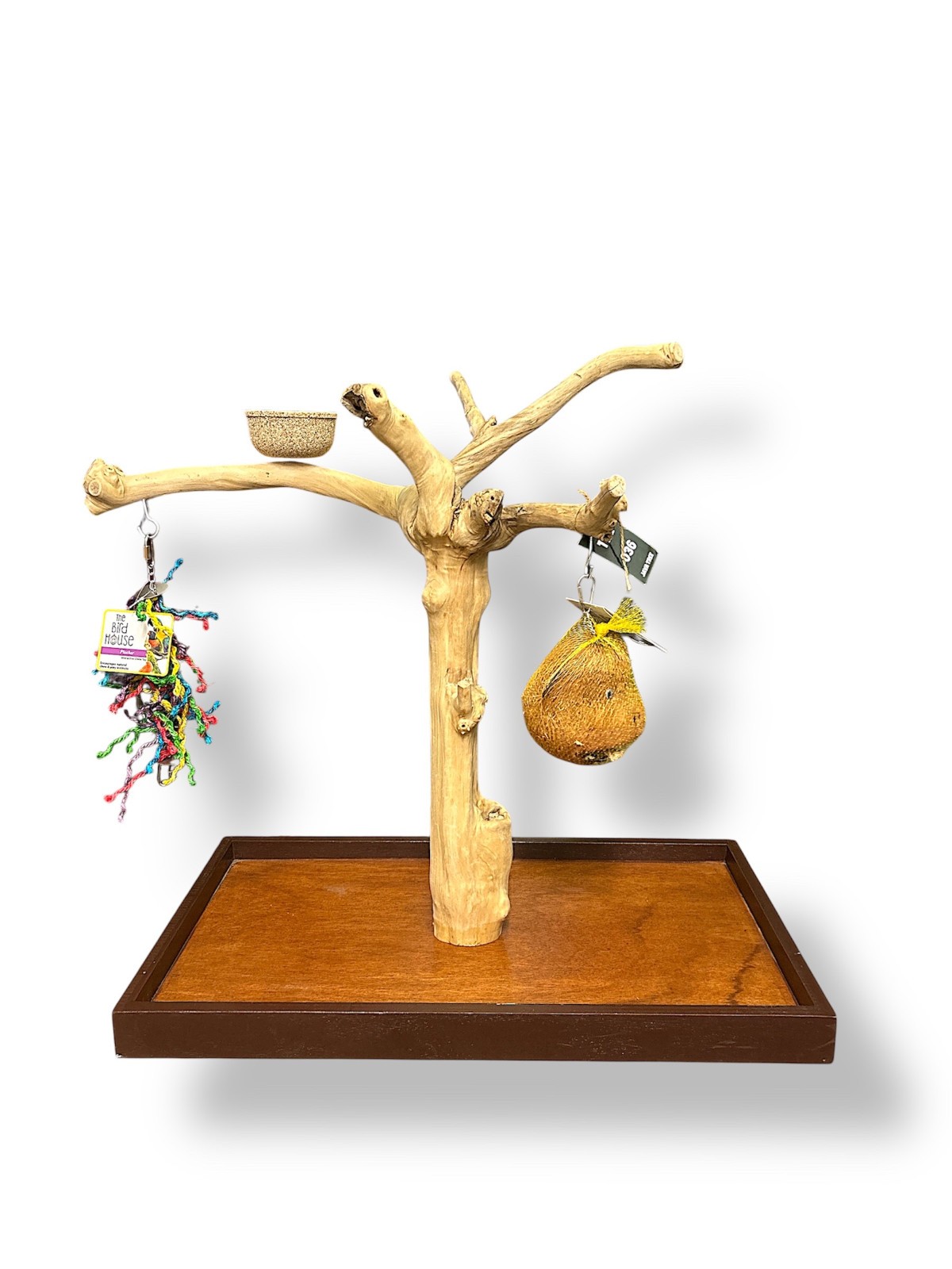 WUNDAPETS JAVA WOOD NATURAL LARGE TABLE TOP STAND BIRD PERCH PLAY 73 X 43CM