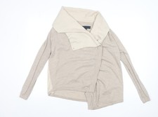 Bastyan Women’s Beige Cowl Neck Cardigan XS Merino Wool Silk