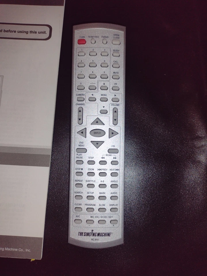 THE SINGING MACHINE DVD KARAOKE PLAYER MODEL STVD-919  REMOTE CONTROL & MANUALS - Image 4 of 4