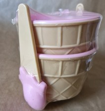 2 Vintage Ice Cream Bowls & Spoons - Plastic New In Packaging Woolworths
