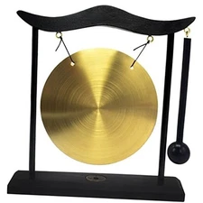 Feng Shui Brass Gong Desktop Zen Art for Fortune + Free Red String H1301