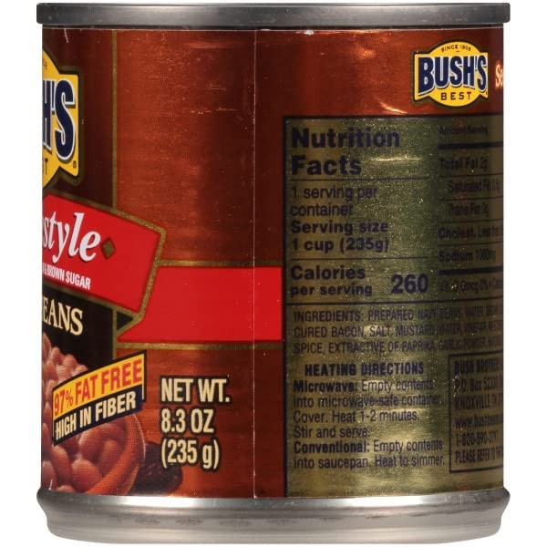 Bush's Best Baked Beans with Bacon Brown Sugar 8.3 oz Pack of 3 Gluten Free