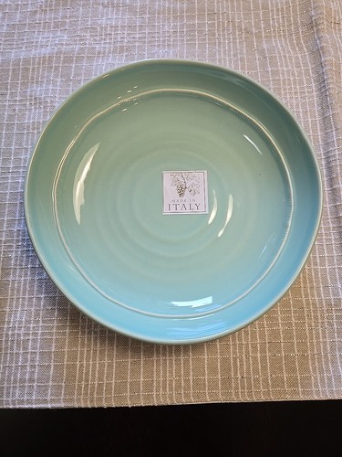 2 Ceramisia Italy 8-7/8" Soup/ Cerea/Pasta Bowls Light Aqua/Teal New With Tags - Picture 4 of 10