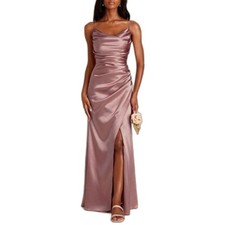 Birdy Grey NWT Lydia Rose Pink Satin Draped Sleeveless Formal Long Dress Sz XL