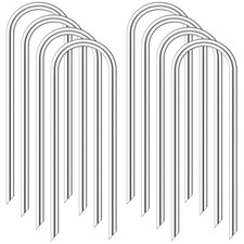12 Inch Trampoline Stakes, Heavy Duty Galvanized Steel U Type 8pcs, Silver