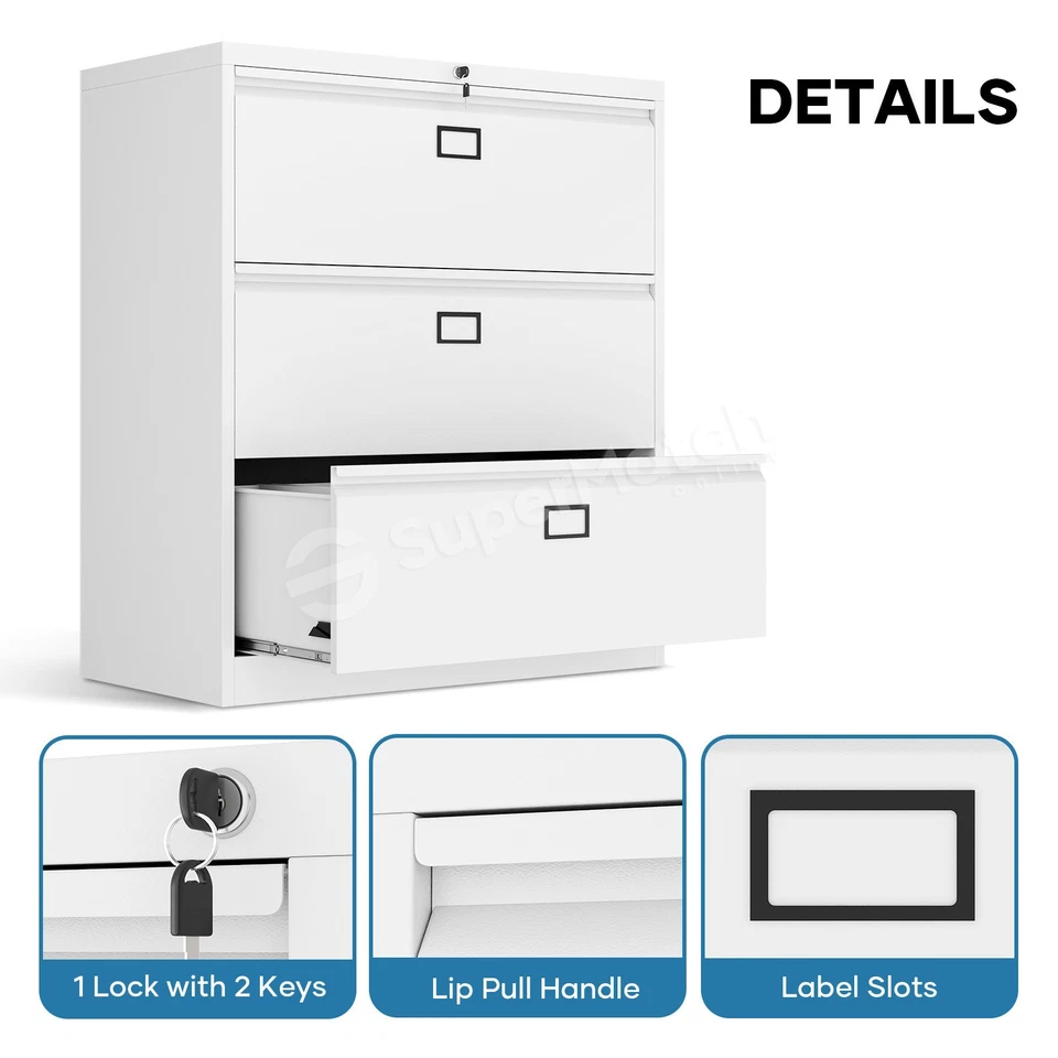 File Cabinet Steel Office Storage Metal Lockable Filing Organiser Home Furniture - image 3 of 4