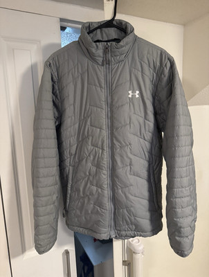 Under Armour Men s M Gray Quilted Puffer Jacket Full Zip Stand-Up Collar