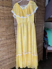 Vintage 70S Handmade Chiffon And Lace Metal Back Zipper Measurements And Photos