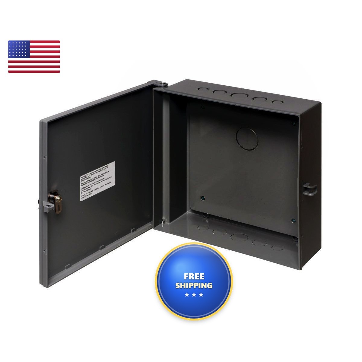 Arlington EB1212BPBL-1 Enclosure Box with Backplate 12x12x4 Black