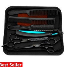 6-Piece Hair Scissors Set - 440C Steel Barber Shears Kit with Case, Razor-Sha...