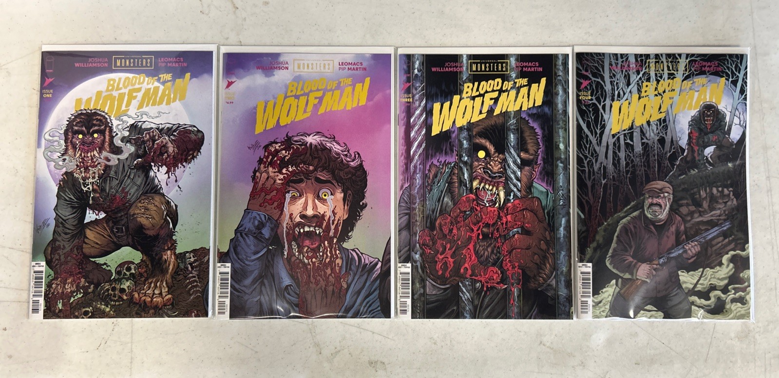 Univeral Monsters Blood of the Wolf Man #1-4 1:10 Incentive Variant Cover Set