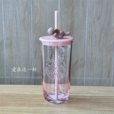 18oz STARBUCKS Capybara Pink Glass Straw Cup 2025 Valentine's Day Series