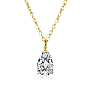 Authentic 18k Gold Plated 1ct Marquise Cut Moissanite Pendant Necklace For Women Party GRA