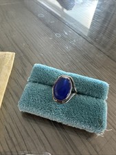 Lapis Lazuli Oval 925 Solid Sterling Silver Handmade Ring 5.75