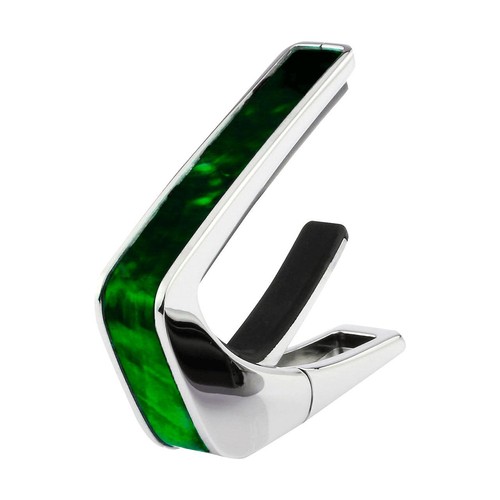 Used Thalia Shell Collection Capo, Chrome w/ Green Angel Wing Inlay